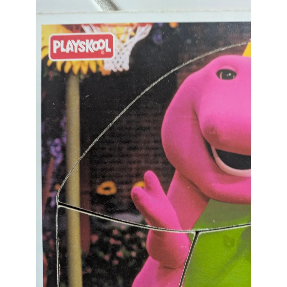 Pair‎ of Vintage Barney Wooden Puzzle Playing Ball with Umbrella